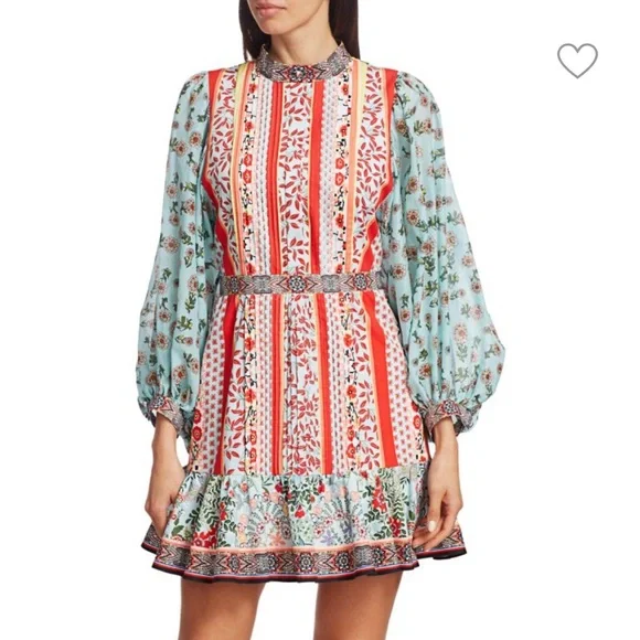 Alice + Olivia Raya Paloma Floral Puff Sleeve Dress - Picture 6 of 14